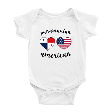 

Panamanian American Flag Two Hearts Cute Baby Bodysuit Romper (White 3-6 Months)