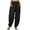 a-Black18440, variant on Womens Solid Color High Waisted Harem Pants Elasticated Waistband Loose Fit Lightweight Tapered Leg Casual Boho Trousers For Summer Wear Grey L