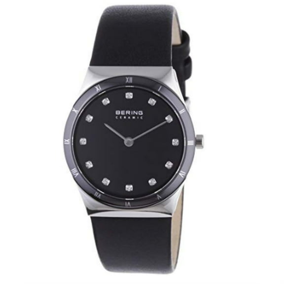 BERING Time 32230-448 Ceramic Collection Watch with Leather Band and scratch resistant sapphire crystal.