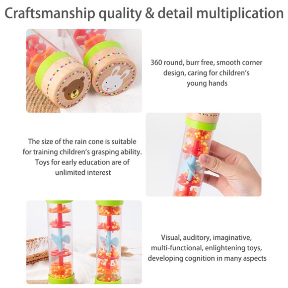 Juguete musical con forma de gota de lluvia para niños, palo de lluvia, instrumento educativo para bebés