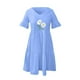 thumbnail image 5 of Puntoco Vestido De Manga Corta Con Cuello En V, Vestido De Verano Casual Estampado De Manga Corta Con Cuello En V Y Bolsillo Para Mujer, Color Azul Xl, 5 of 6