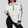thumbnail image 2 of DDAPJ pyju Womens Oversized Striped Sweatshirts Quarter Zip Pullover Fall Fashion Casual Athletic Sweatshirt, 2 of 7