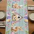 thumbnail image 5 of Table Runners 72 Inches Long Dress Scarves, Happy Easter Farmhouse Kitchen Table Runner, Coffee Tablerunners, Spring Easter Eggs Bunny Floral Teal Wood 14x72 Inch, 5 of 9