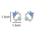 thumbnail image 5 of Ziurtnc 1 Pair Women Earrings Faux Pearl Starfish Shell Decor Contrast Color Anti-rust Anti-allergy Lightweight Exquisite Ear Jewelry Lady Ear Studs, 5 of 7