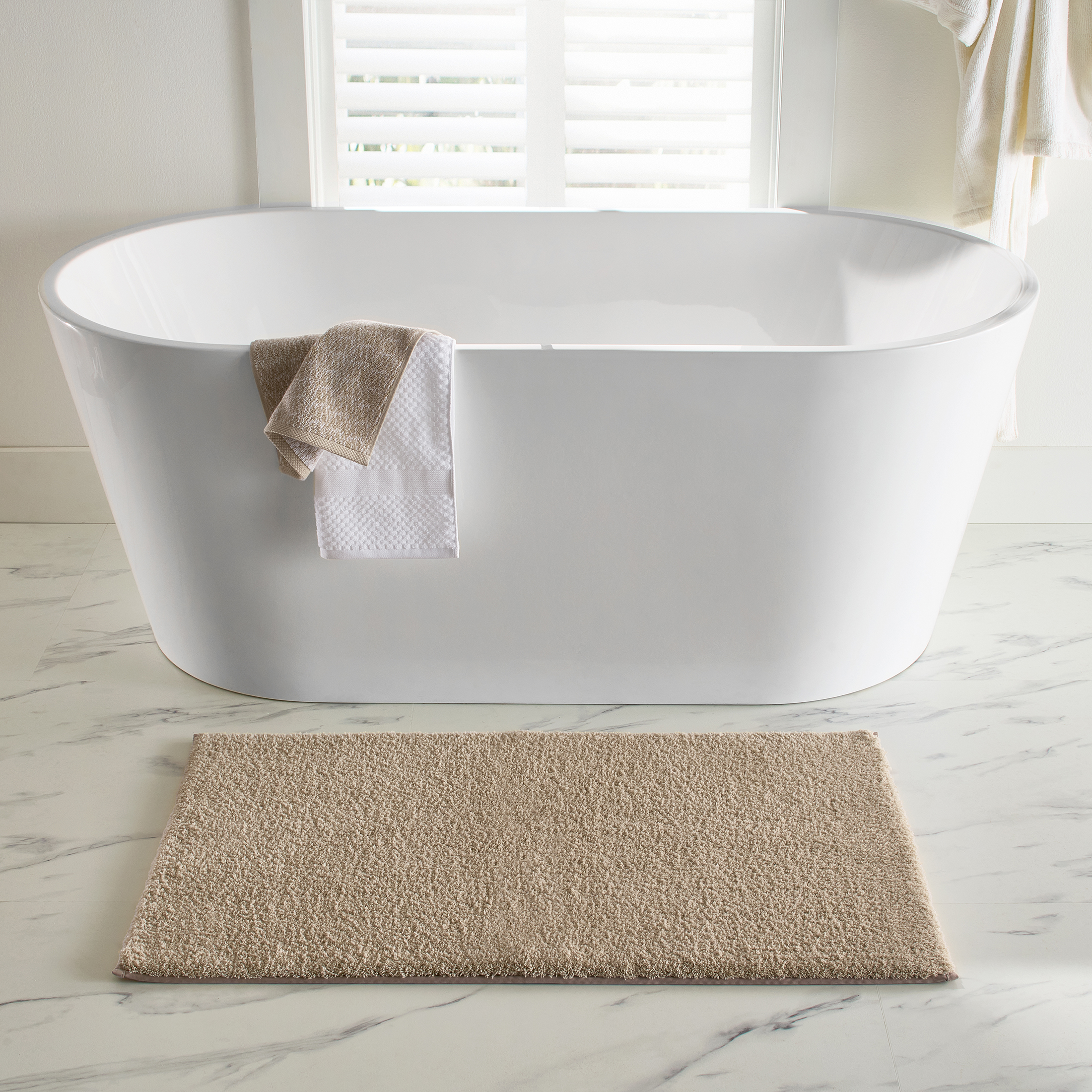 Better Homes & Gardens Ultra Soft Polyester Bath Rug, 23"x39", Almond Biscuit