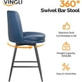 thumbnail image 4 of VINGLI 26" H Swivel Barstools Set of 2, PU Faux Leather Upholstered Counter Height Bar Stool with Back, Kitchen High Chairs with Cushion Round Seat, Metal Legs, White, 4 of 14