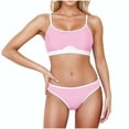 thumbnail image 6 of Women's Low Waisted Bikini Ribbed Two Piece Swimsuit Color Block Bathing Suit Women's Sports Bikini Set With Adjustable Shoulder Straps, 6 of 7