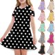thumbnail image 1 of Girls' Summer Dress Kids 2025 Polka Dot Cold Shoulder Dress Cute Casual Summer Dresses for Kids Lightweight and Breathable ,Sie:160, 1 of 7