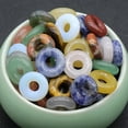 thumbnail image 2 of GKNET 50PCS Assorted Natural Stone Safety Buckle Donut Charm Pendants Beads 15mm, 2 of 9