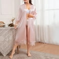 thumbnail image 6 of Clearance! Cqxid525 Womens Robe Lightweight Extra Size Summer Cardigan Nightgown Long Sleeved Home Clothes Mid Length Bathrobe Ice Silk Pajamas Female Soft Ladies Sleepwear Pink 1PC, 6 of 8