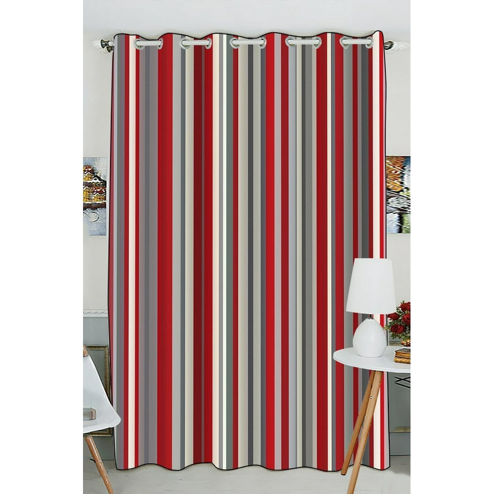 GCKG Red gray vertical stripes Window Curtain Kitchen Curtain Size 52(W