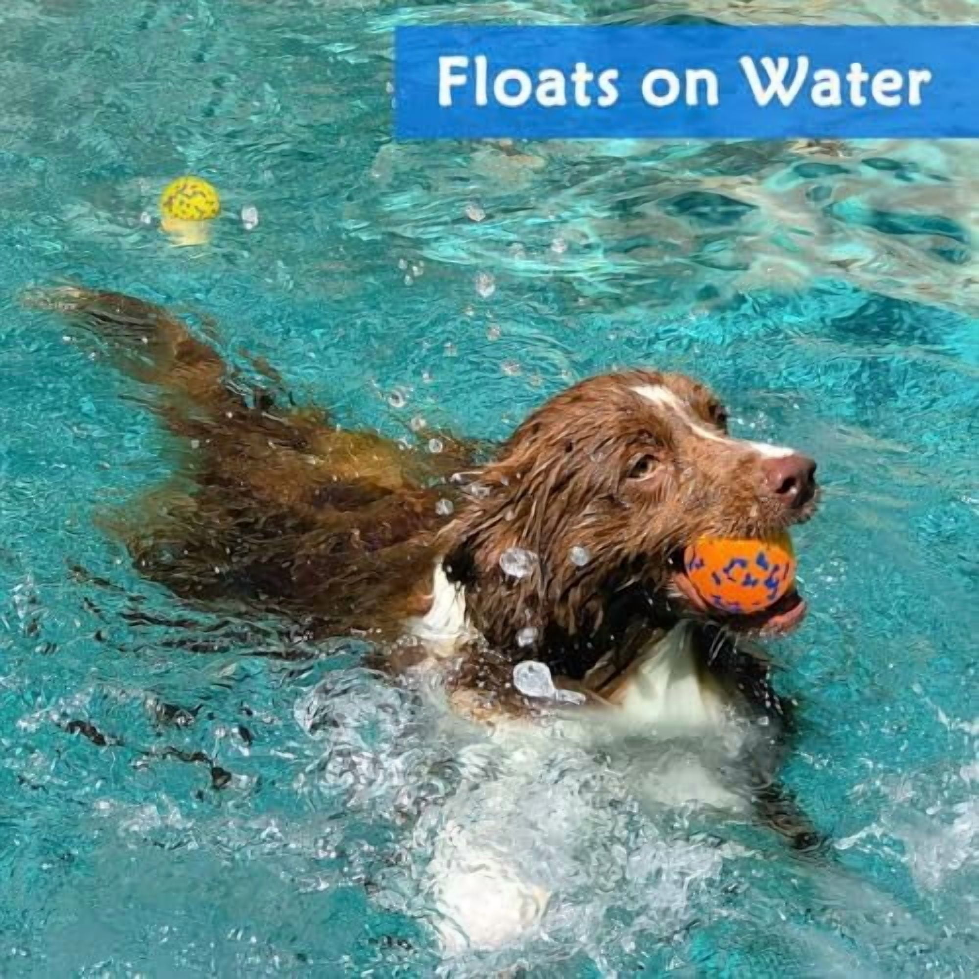 Dog Ball Toys Dog Tennis Ball for Aggressive Chewers Indestructible Bouncy Lightweight Water Toy Fetch Ball for Large Medium and Small Dog Blue & Yellow (2-Pack),Small (2.5" diameter)