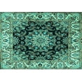 thumbnail image 1 of Ahgly Company Machine Washable Indoor Rectangle Medallion Turquoise Blue Traditional Area Rugs, 5' x 7', 1 of 4