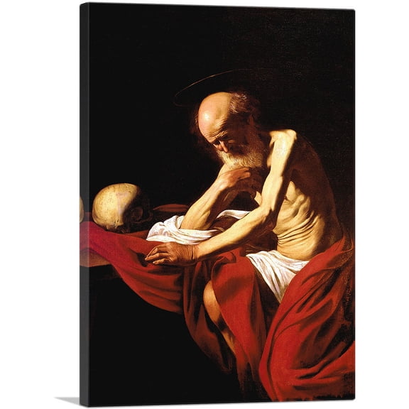 ARTCANVAS Saint Jerome in Meditation 1606 Canvas Art Print by Caravaggio - Size: 26" x 18" (0.75" Deep)