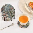 thumbnail image 3 of Yayeee 6 PCS Drink Coasters with Holder Set Woven Absorbent Round Tabletop Hot Pad, Sea Plants Pattern, 3 of 7