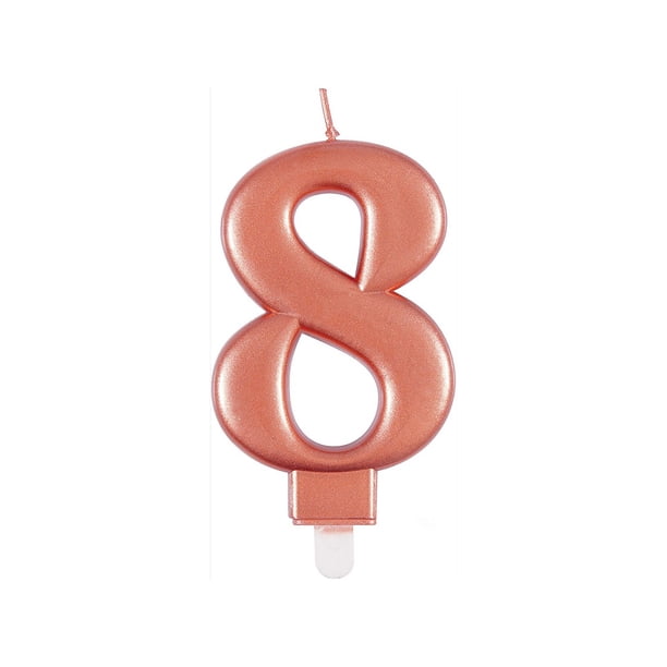 Unique Party - Velas de Cumpleaños Diseño 8 de Metalizada (Oro Rosado)