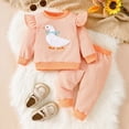 thumbnail image 2 of TOWED22 Infant Baby Girl Clothes Set Long Sleeve Sweatshirt and High WaistPants 2pcs Fall Winter Outfits Cozy(Orange,0-6 M), 2 of 9