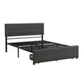 thumbnail image 6 of Queen Bed Frame with Headboard and Drawers, New Upgraded Upholstered Platform Bed with Storage, Metal Queen Size Bed Frame Modern Bedroom Furniture, Support 500lbs, No Box Spring Needed, Gray, J3740, 6 of 14