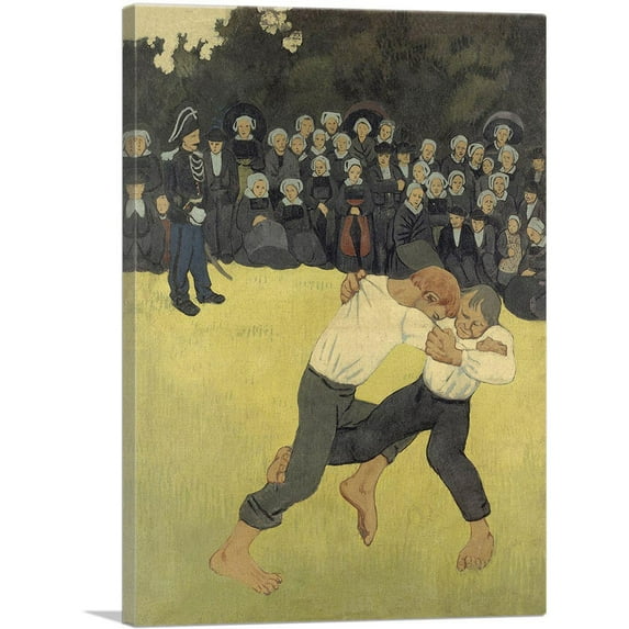ARTCANVAS Breton Wrestling 1890 Canvas Art Print by Paul Serusier - Size: 12" x 8" (0.75" Deep)