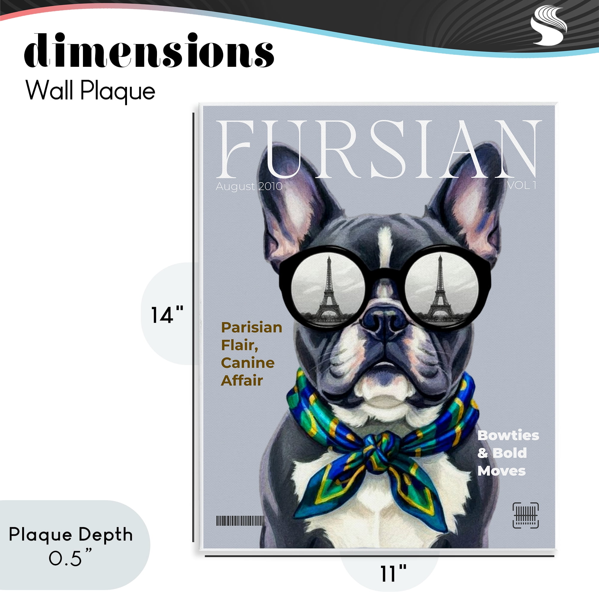 Stupell Industries Fursian Dog Fashion Magazine Wall Plaque Art, design by A Barefoot Stylist