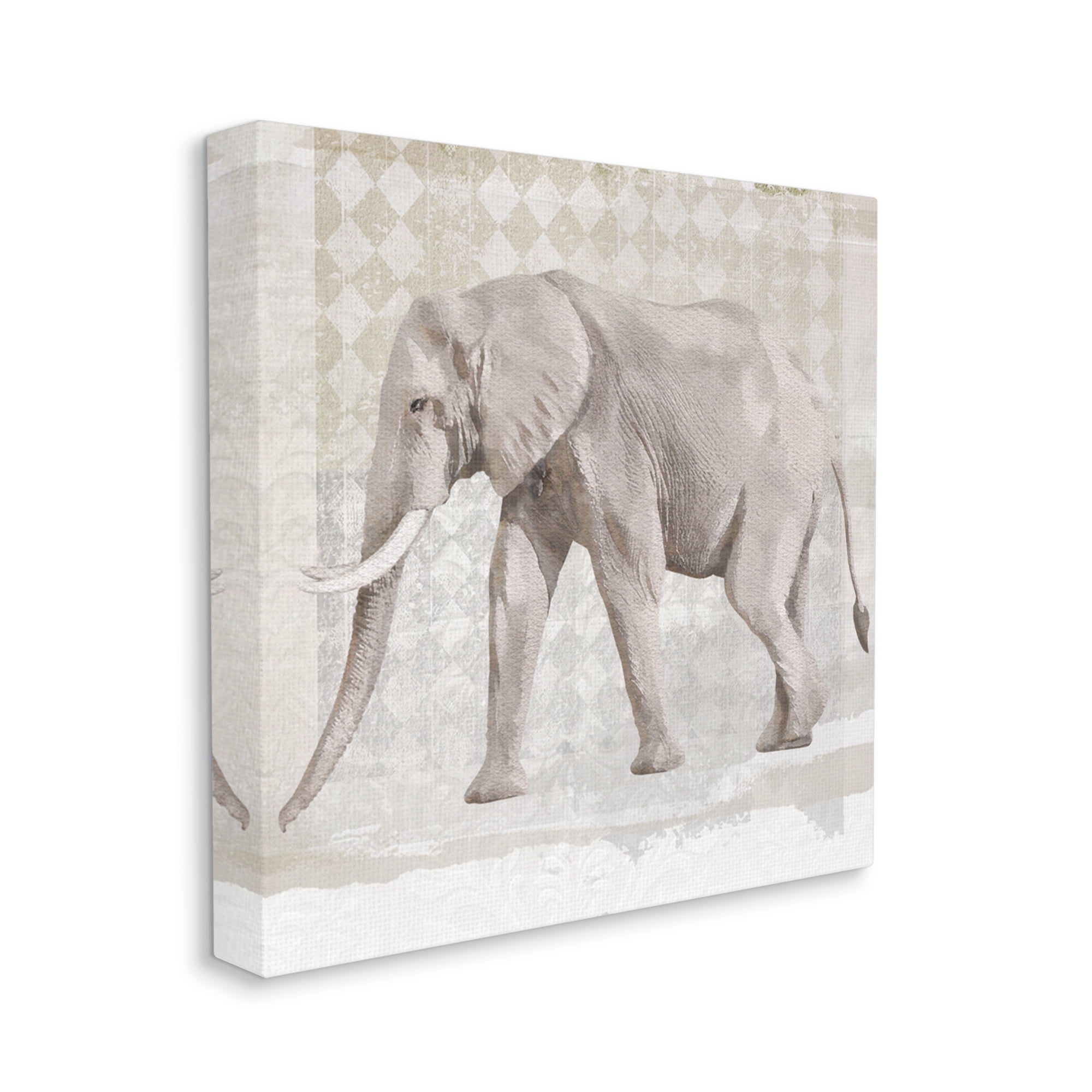 Stupell Muted Geometric Elephant Pattern Animals & Insects Painting Gallery Wrapped Canvas Print Wall Art