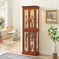 thumbnail image 3 of Curio Cabinet Lighted Curio Diapaly Cabinet with Adjustable Shelves and Mirrored Back Panel, Tempered Glass Doors (6 Tier), (E26 light bulb not included), 3 of 16