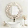 thumbnail image 6 of Kate and Laurel Usra Round Carved Wood Mirror, 26 Inch Diameter, Whitewash, Light Wooden Circle Mirror with Carved Indentation and Sunburst Wall Mirror Look, 6 of 7