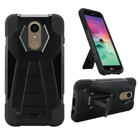 - Phone Case for LG Fortune 2, LG Risio 3, LG K8 2018, LG Zone 4 (Verizon), LG Tribute Dynasty, LG Aristo 2 Plus, Hybrid Cover Case with Kickstand + Screen Protector (Black)
