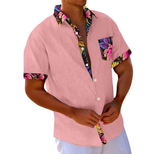 Hawaiian Shirt For Men, Men's Vintage Button Down Bowling Shirts Short Sleeve Summer Beach Shirt 3XL