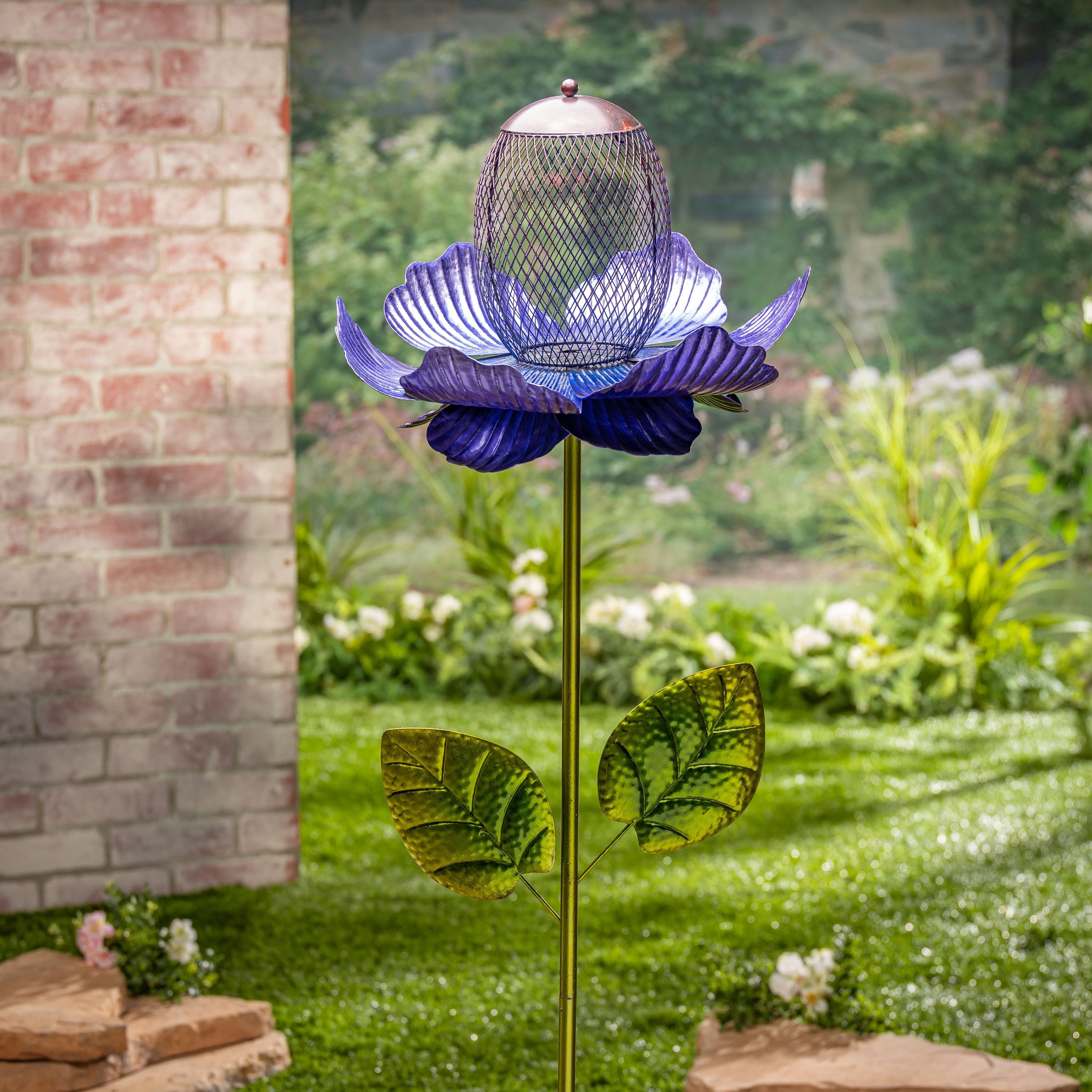 46 inch Purple Metal Mesh Flower Bird Feeder Yard Stake