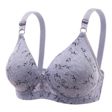

Fabiurt Women s Bra Women s Printed Middle Aged And Elderly Comfortable Cotton Cloth Without Steel Ring Soft Cotton Breathable Bra Blue