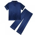 thumbnail image 3 of BULLPIANO Kids Girls Boys Satin Pajamas Set Silk Button-Down PJs Sets Soft Lounge Sets Short Sleeve Sleepwear 2 Piece Loungewear, Size 13-14 Years, 3 of 8