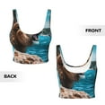 thumbnail image 6 of Rateoe Ice Blue Coastal Lion Print Womens' Sports Bras Scoop Neck Sports Vest- Padded U Back Seamless High Impact Support, 6 of 7