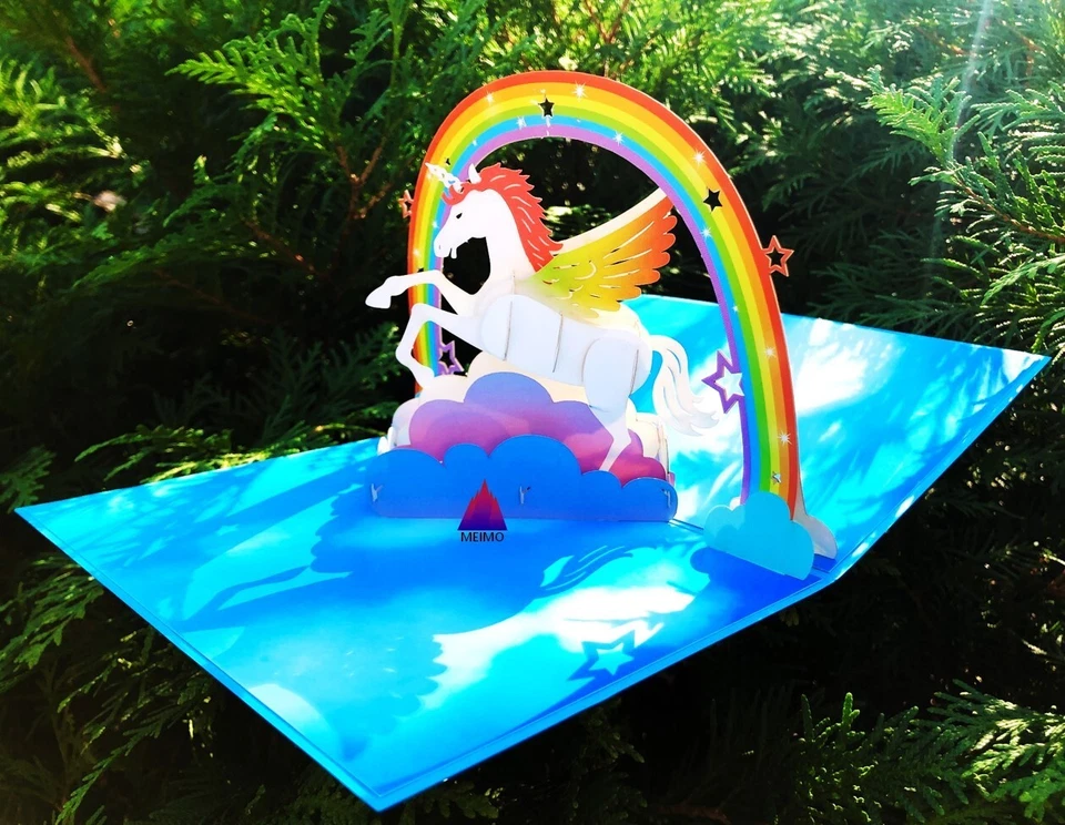 VAULT- 3D Pop Up Greeting Card Unicorn Handmade Birthday Thank You School Party Kids