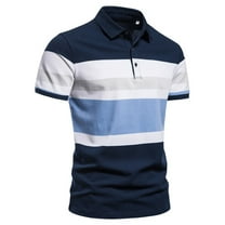 outfmvch polo shirts for men short sleeved summer contrast t shirt striped lapel womens tops navy