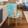 thumbnail image 5 of Xoenoiee Beach Starfish Seashell Print Dining Chair Covers, Stretch Parsons Slipcover with Elastic Band, Spandex Chair Seat Protectors for Dining Room, Hotel, Ceremony, 1 Pack, 5 of 7