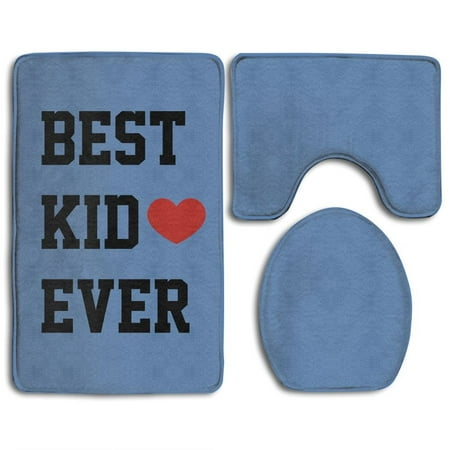 GOHAO Funny Best Kid Ever 3 Piece Bathroom Rugs Set Bath Rug Contour Mat and Toilet Lid