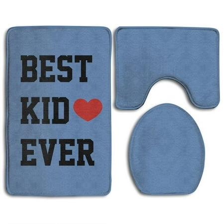 GOHAO Funny Best Kid Ever 3 Piece Bathroom Rugs Set Bath Rug Contour Mat and Toilet Lid (Best Bath Rugs Ever)