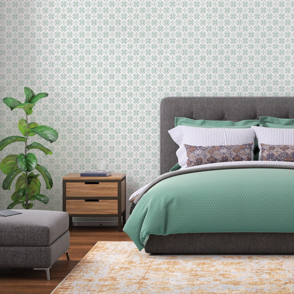 Tempaper Decorative Tile Green Peel and Stick Wallpaper, 20.5" x 16.5'
