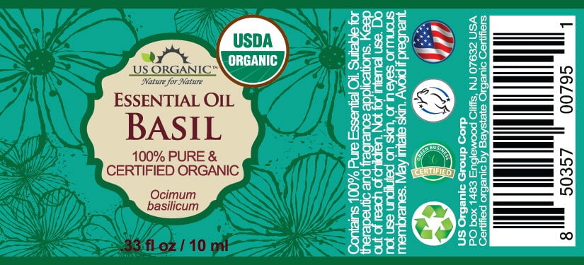 US Organic Basil Essential Oil, 100% Pure USDA Certified Organic, 30 ml