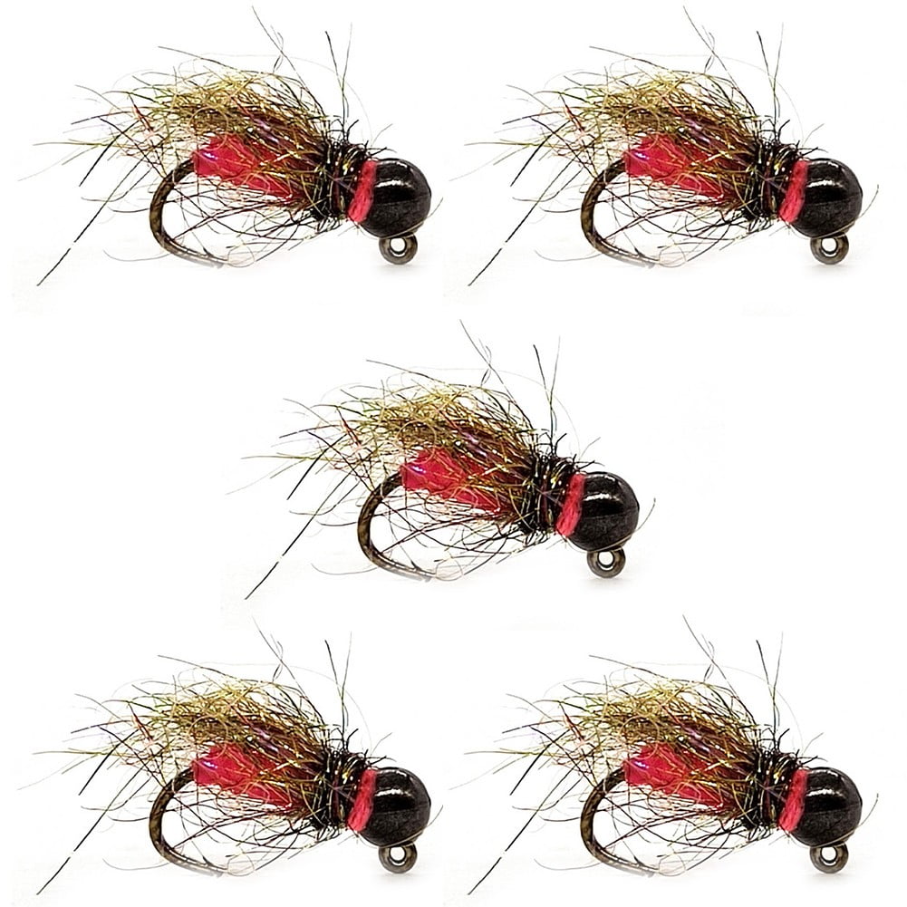 suyin 5pcs Fly Hook Trout Fishing Lures Fast Sinking Tungsten Bead Head  Nymph Fly Bait