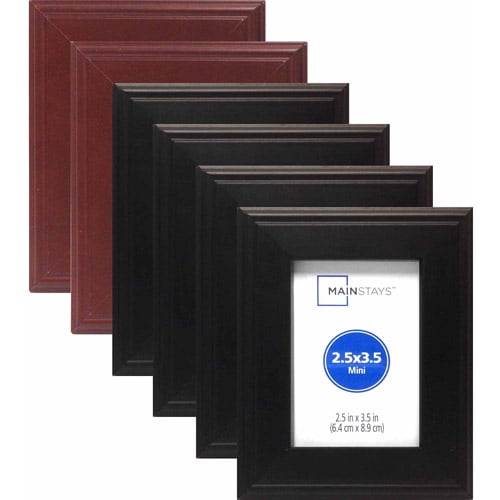 2.5" x 3.5" Stepped Wood Mini Frame Assortment, Set of 6 (4 Black and 2