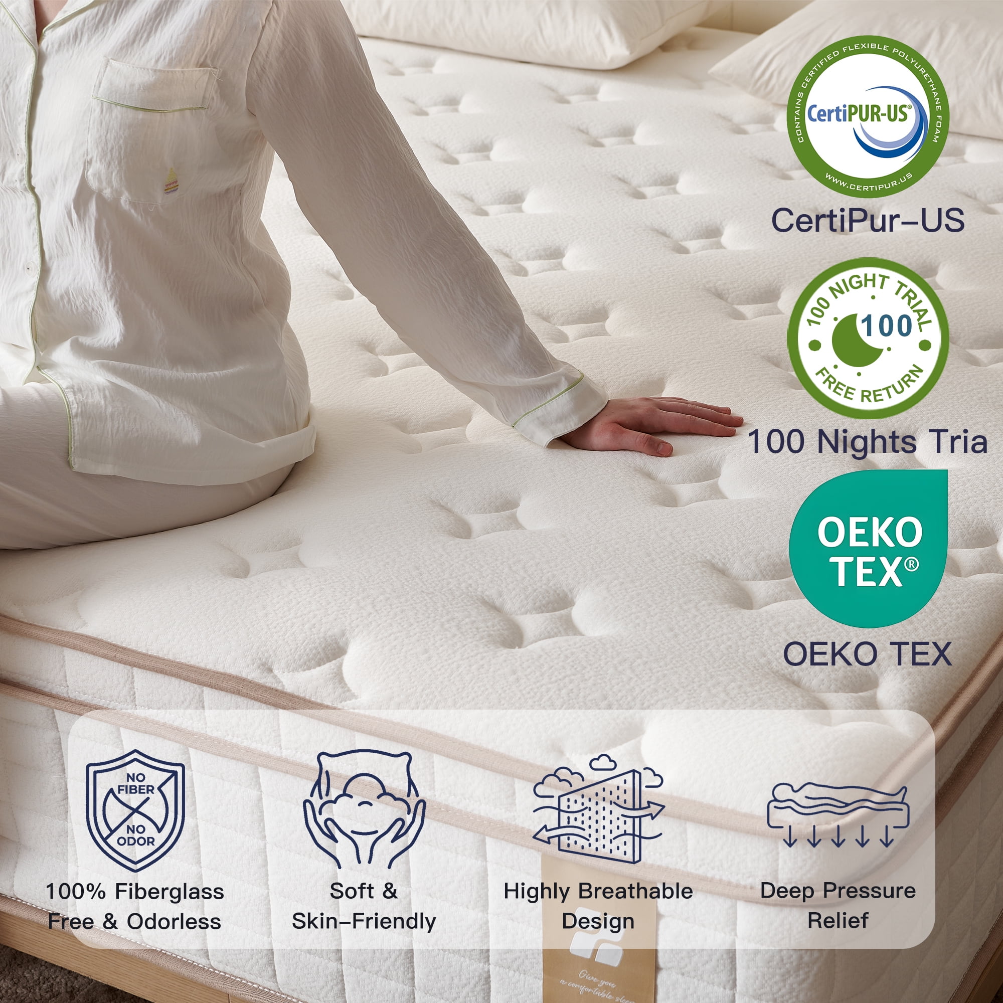 Zoopower 16" King Size Mattress, Medium Firm Pocket Spring Hybrid Mattress in a Box,Edge Support,CertiPUR-US Certified