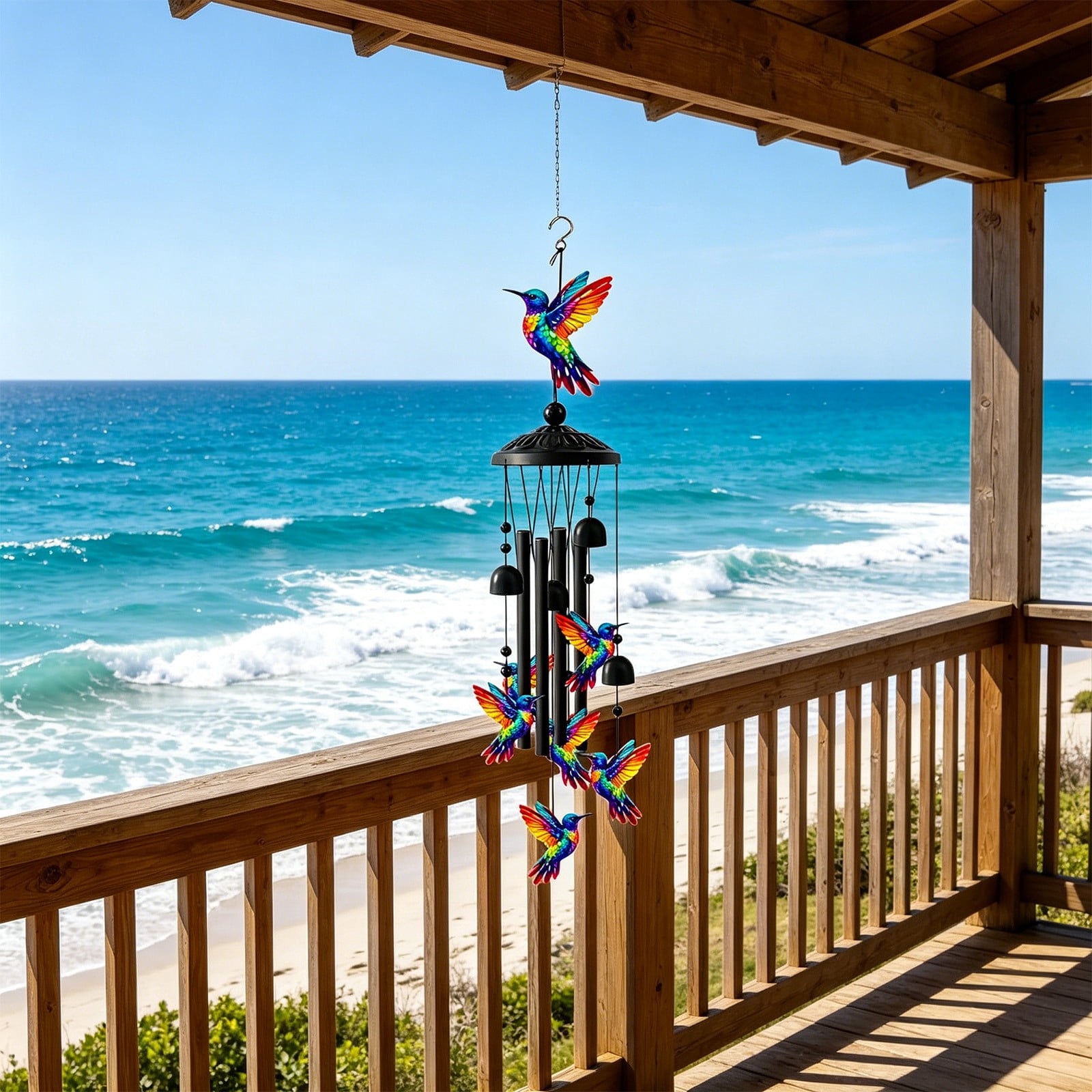 Tikeitoo Butterfly Wind Chimes for Outdoors – Black Metal Butterfly Wind Chimes, Memorial & Birthday Gifts for Mom, Grandma, Women & Men, Durable Garden Yard Decor