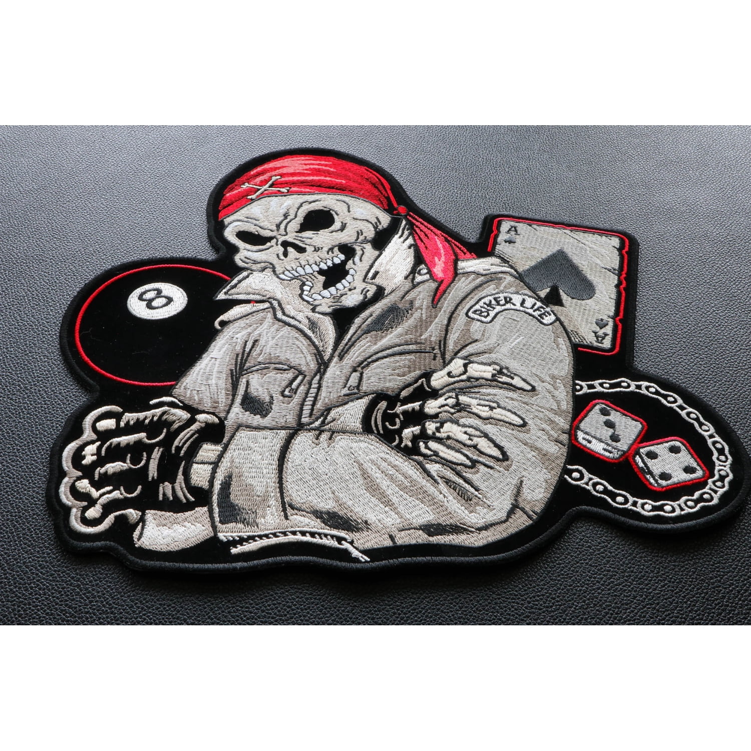 Biker Skull Patch, Large Back Patches for Jackets and Vests