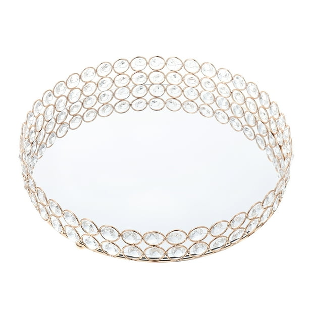 1pc Elegant Jewelry Almacenamiento Bandeja Redonda Espejo Superficie Tray Organizador Home