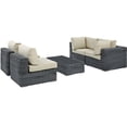 thumbnail image 4 of Modway Summon 5 Piece Outdoor Patio Sunbrella® Sectional Set in Canvas Tuscan, 4 of 12