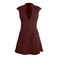 thumbnail image 4 of Women's Sexy Deep V Neck Cap Sleeve A Line Mini Club Party Dress, 4 of 5