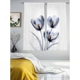 thumbnail image 3 of Light Grey Tulip Sheer Curtains 63 Inch Length 2 Panels Set, Rustic Elegant Floral Botanical Voile Window Treatment Rod Pocket Curtains Sheers Drapes for Bedroom/Living Room/Kitchen 52x"63"x2, 3 of 7