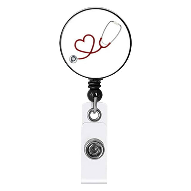 Nurse Badge Buckle Love Stethoscope Easy-To-Pull Buckle Retractable Badge Easy-To-Pull Certificate Buckle